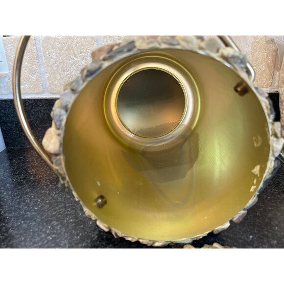 Vtg Ice Bucket Handmade Hand Placed Rocks Stones Pebbles Ice Bucket With Gold - Picture 9 of 10